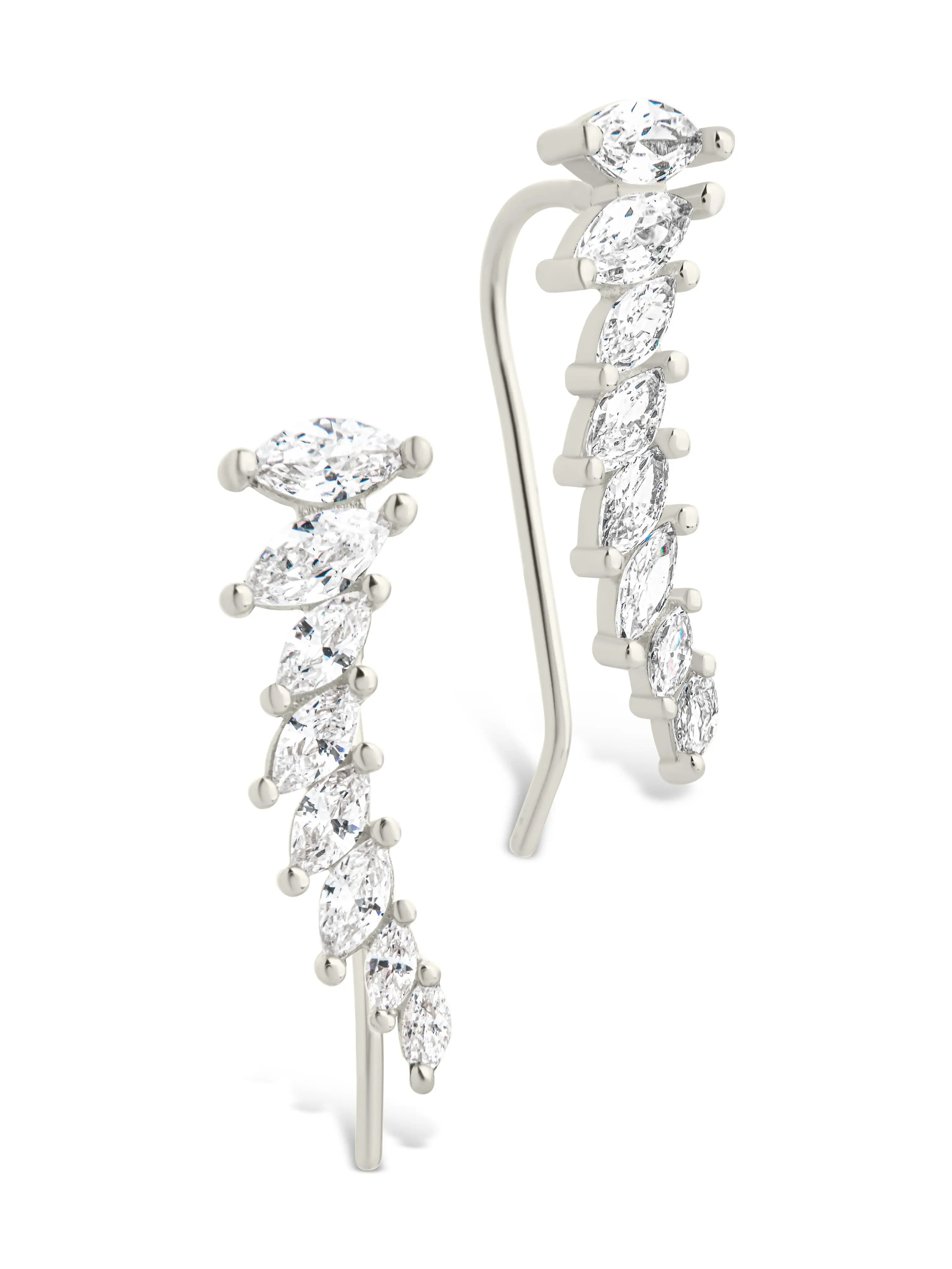 Sterling Silver Skye CZ Threader Crawler Earrings Sterling Silver Skye CZ Threader Crawler Earrings