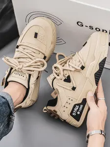 Men's Fashion Colorblock Lace Up Low Top Sneakers, Casual Comfortable Sports Running Shoes, Trendy All-match Sneakers for Daily Wear, Closed, Fashionable Running Shoes, Athletic Shoes