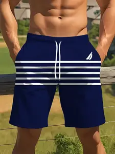 Men's Summer Striped Shorts, Casual Sports Style, Comfortable Fit, Perfect for Daily Wear & Outdoor Activities, Striped Print Shorts