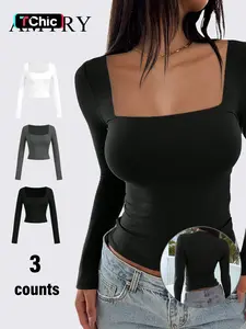 Women's Y2K Style Long Sleeve Pullover Set, Chic sets, Womenswear, Spring & Fall Fashion Casual Top, Plain Design, Three-Piece for Women, Clothes