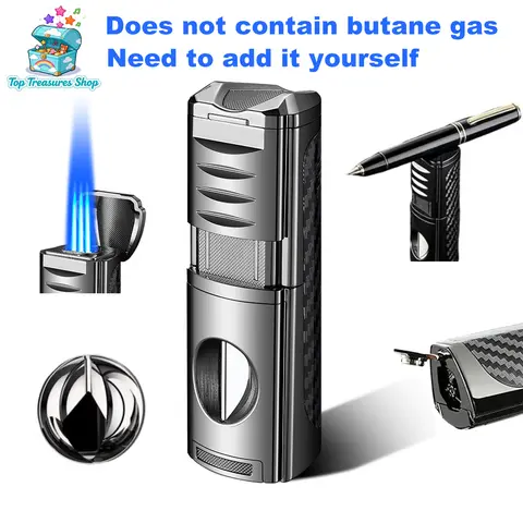 4-in-1 Multi-Functional Windproof Flame Lighter Accessory - Lightweight Travel-Size Camping Essential, Outdoor-Proof Use Home Emergency Supply, Father's Day Gift for Men