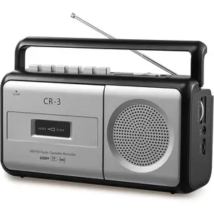 Portable Cassette Player Boombox AM/FM Radio Stereo,  Casette Tape Player Recorder with Loud Speaker and 3.5mm Earphone Jack  by AC or 4 C  for  or Outdoor