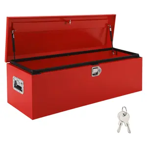 Heavy Duty 48x15 Inch Steel Truck Bed Tool Box, Lockable Weatherproof Cross-Bed Storage Chest, Industrial Strength for Full-Size Pickup RV Trailer