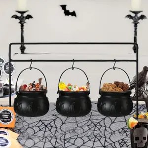 Halloween Party Set, Witch Decorative Candy Jar, Plastic Bowl with Stand, 3 Piece Halloween Decoration Kit, Festive Party Supplies