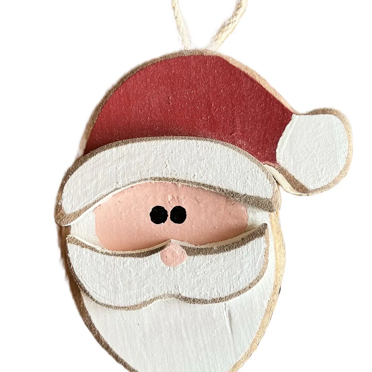 Wooden Santa Ornament for Christmas Decoration