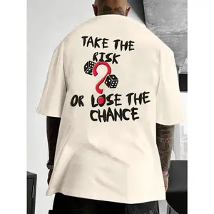 Take The Risk Or Lose The Chance Dice Graphic T Shirt Unisex Streetwear Vintage Washed Loose Fit Crewneck Short Sleeve Casual Everyday Outfit