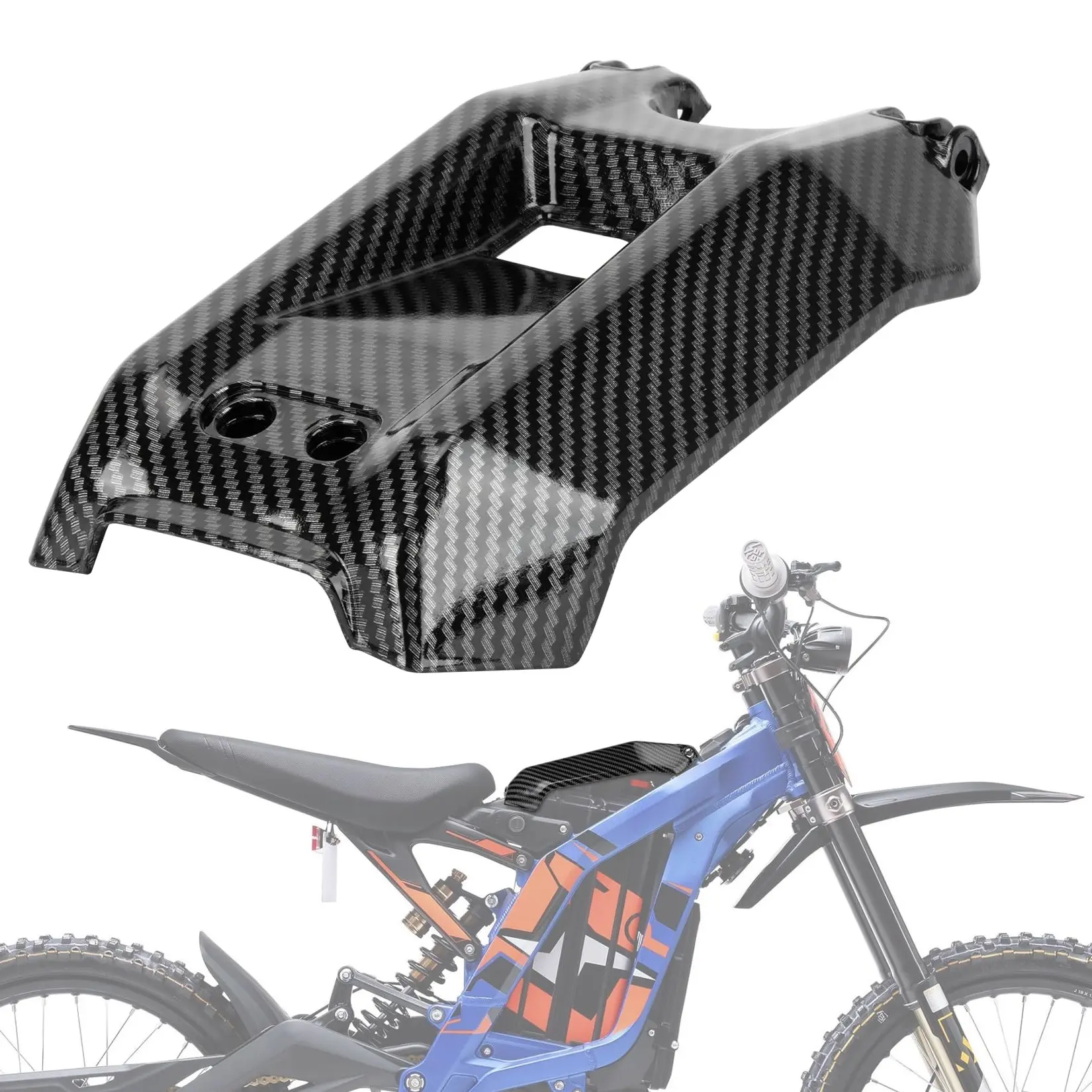 Water Transfer Carbon Look Battery Cover Guard, Gravel & Mudproof Motorcycle Accessory with Easy Install for Surron Light Bee X S, Segway X160 X260 Dirtbikes, Protection