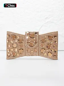 Gorgeous women's evening bag, elegant clutch, handbag, wallet, with shoulder chain interchangeable crossbody bag, large glass rhinestones decorations, magnetic closure, zip closure, with hand chain, suitable for wedding parties and banquets