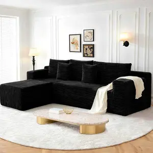 107" Boneless Modular Sectional Sofa, L-Shaped Cloud Couch with Deep Seat & High Backrest, Corduroy Couch Memory Foam Sectional Couch, No Assembly Required for Living Room Apartment  L-Shaped Modern Chenille Sofa Set