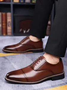 Men's Fashion Gentleman Casual Business Shoes, One-Click Low Top Design, Classic British Style, Suitable for Daily Commute and Office Wear, Rubber