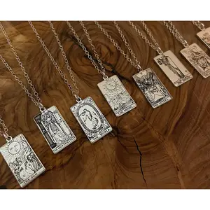 22 CARDS: The Major Arcana Dainty Tarot Card Necklace - Sterling Silver