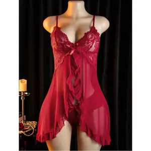 RRJ Sexy Lingerie, Spaghetti Strap Slit Mini Skirt, Women Sleepwear And Sexy Underwear Set lingerie set