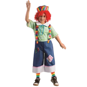 Rainbow Rag Costume Dress Set For Kids | Colorful Jumpsuit with Attached Suspenders & Hat - Boys Costume For Halloween, Role Play , Pretend Play Fun, Theme Party & Cosplay Costume Party