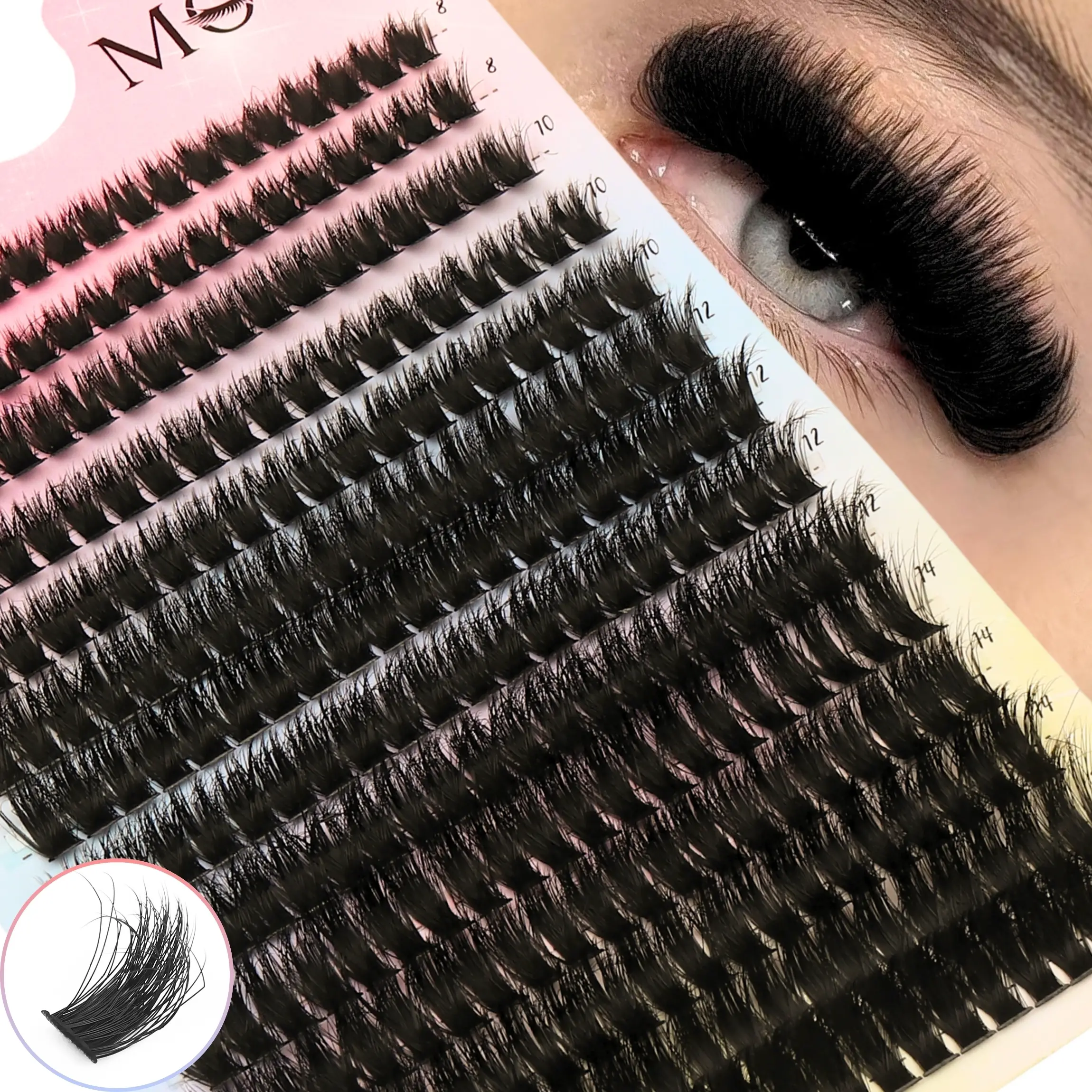 280 clusters of 3D false eyelashes, Volumized false eyelashes, 0.07D curved eyelash clusters, Volume individual lashes, suitable for DIY lengthening & thickening, Length 8-16mm, Cosmetic Eyelashes, Eyelash Extensions