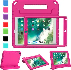 Case for iPad 9.7 2017/2018 & iPad Air 2 with Built-in Screen Protector - Light Weight Shock Proof Convertible Handle Stand Friendly  Cover for 9.7 iPad 5th & 6th Gen, Magenta/Rose