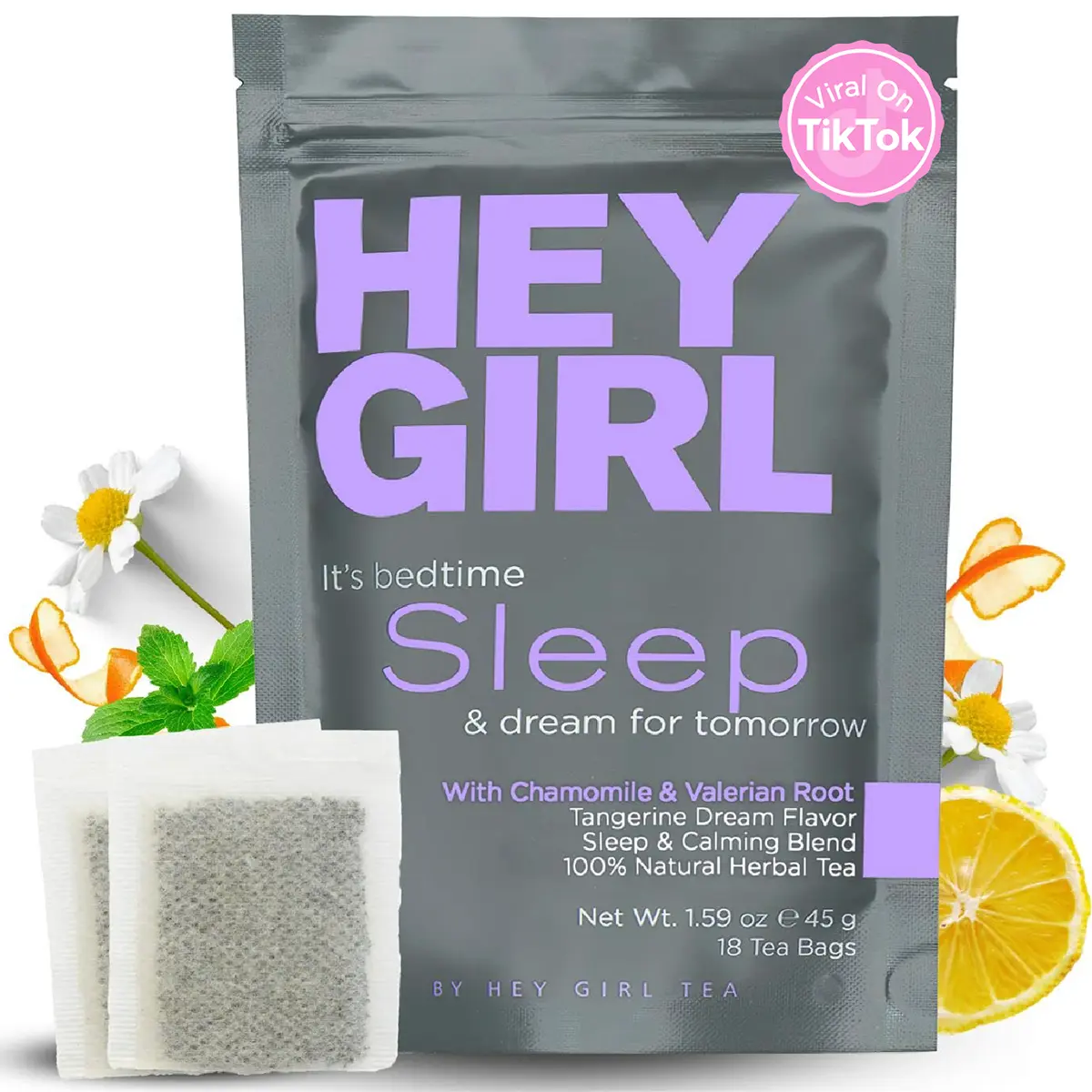 Hey Girl Sleep Herbal Health Tea Blend Sugar Free Natural Easy to Use Before Bedtime for a Restful Nights Detoxing Halal calming tea herbal ingredient natural blend herbal  tea