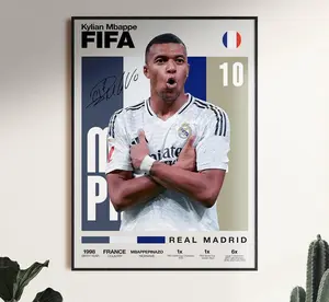 Kylian Mbappe Poster, Soccer Wall Art, PSG Football Print, Mbappe , France World Cup Star Decor, Sports Fan Gift, FIFA Art - POSTER NO FRAME