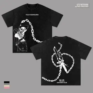 Toji Fushiguro JJK Vintage Washed Oversized T-Shirt – Jujutsu Kaisen Double Sided Anime Graphic Tee, Heavyweight Cotton Streetwear Gym shirt, Sorcerer Killer Manga Season 3 Fan Gift
