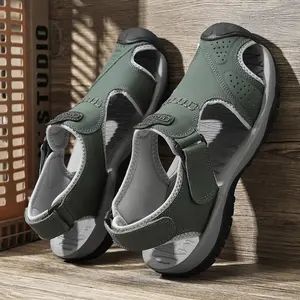 Sandals for Men Leather Hiking Sandals Athletic Walking Sports Fisherman Beach Shoes Closed Toe Water Sandals