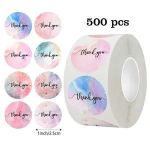 Gradient Thank You Labels, 500 Adhesive Stickers Per Roll, Copper Paper Envelope Seals, Perfect for Birthdays & Weddings & Multipurpose Use