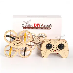 DIY Wooden Building Blocks Flying, Drone Model Kit Plane Toy,Remote Control RCAircraft Training, stunt flip AssemblyQuadcopter,A small gift for a friend.Agift for a child,Wooden DIY RC Drone Kit for Kids & Teens, STEM Educational Toy for Hands-On Learning