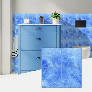 10pcs/20pcs/30pcs Blue Wall Tile Pattern Self-Adhesive 3D Thickened Water Proof Decorative Tiles Stickers, Kitchen Bathroom Decoration, Home Renovation, Floor Decoration