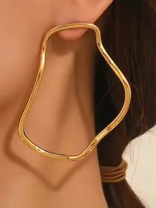Elegant Geometric Hoop Shape Earrings for Women, Fashionable Jewelry, Zinc Alloy with Stainless Steel Studs, Perfect for Daily Wear or Parties