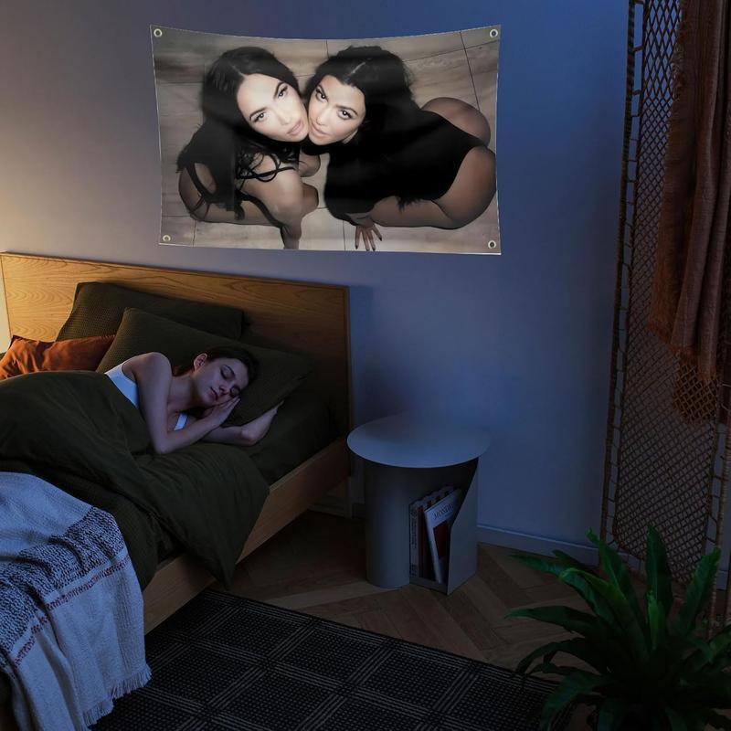 TIGERBABY Mega*n Fox And K*ourtney Karda-shian Flag Tapestry,3*5Ft Flag With 4 Brass Grommets,For College Dorm Room Decor,Outdoor Parties, Gift,Living Room,flag for room Decoration