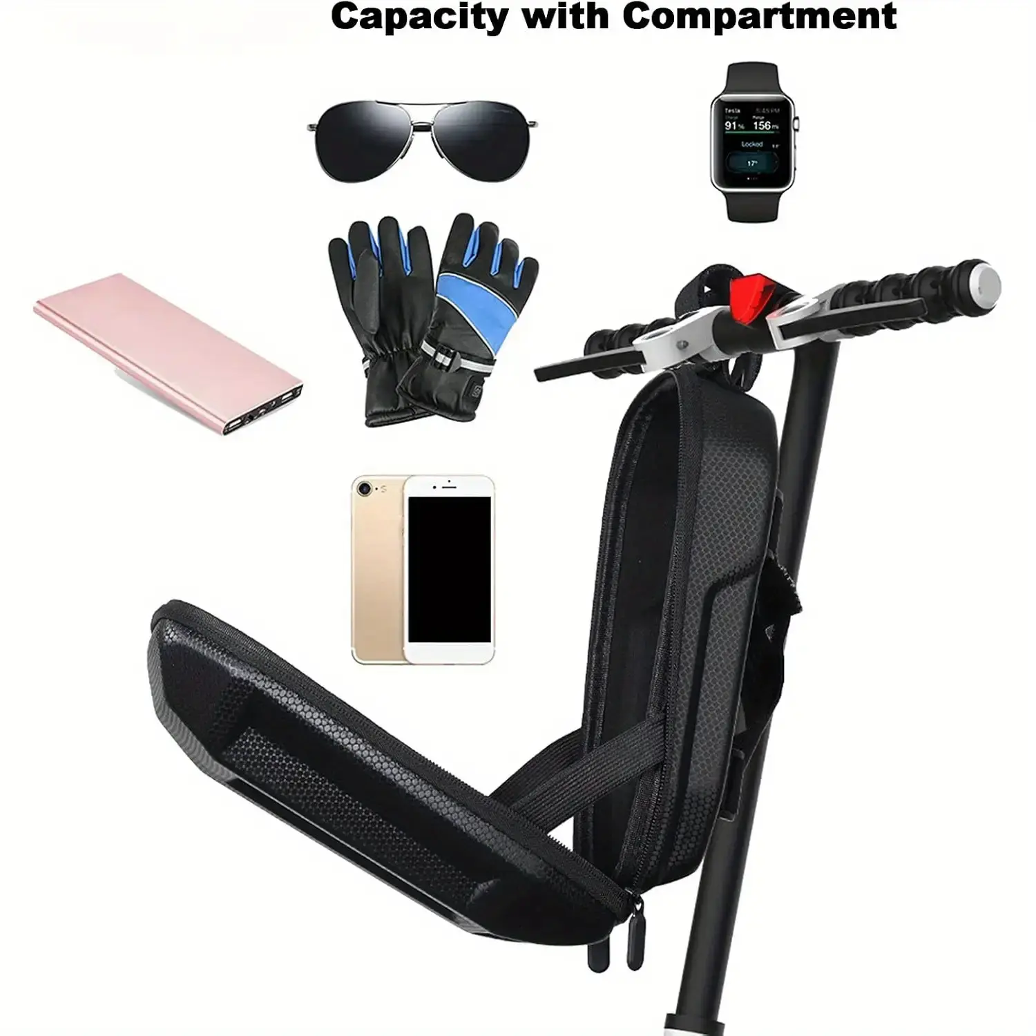Bicycle Handlebar Storage Bag, Large EVA Hard Shell Front Pack with Detachable Design for Electric Scooters and Bikes, Unisex, Functional