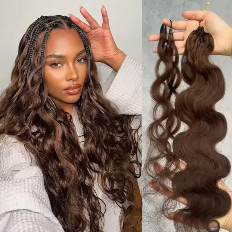 100% Human Hair Chocolate Brown Miracle Knots Crochet Human Hair Crochet Braids Body Wave Feather Crochet Human Hair Extensions