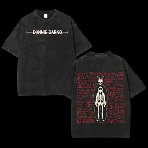 Vintage Donnie Darko Double Printed Oversized Unisex Acid ed Lightweight Cotton T-Shirt Donnie Darko Tshirt Gift F Smart Wear Cotton Tee