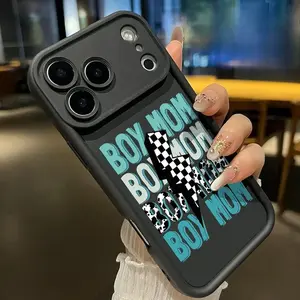 Boy Mom Vibe Phone Cases for iPhone 17 Pro Max 16 15 Plus 14 13 Pro 12 11, Simple Thickened Full Body Protection Anti-Fall Soft Silicone Protective Phone Case