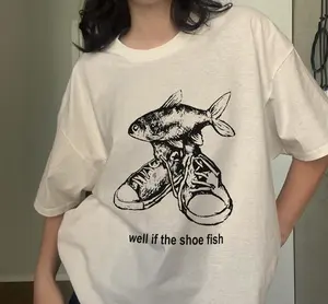 Fih cringey tee, Shoe Fish Cursed T-Shirt Y2K Tee Funny Bass TShirt Ironic Meme Shirts That Go Hard, Weirdcore Oddly Specific Tee Y2K 90s Retro Graphic Shirt
