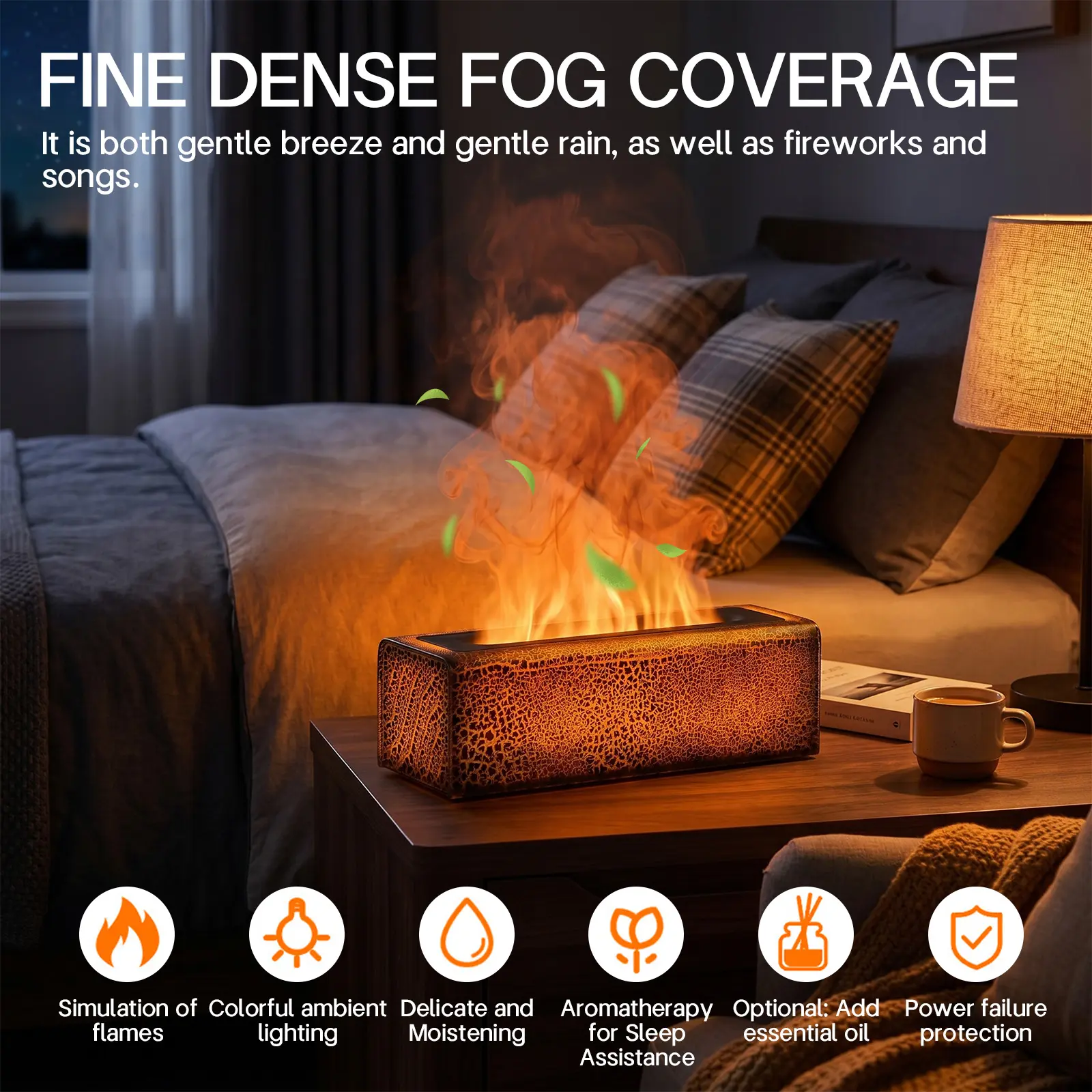 150ml Ultrasonic Flame Diffuser Essential Oil Humidifier - 7 Color Changing LED Fire Lamp Atmosphere Nightlight, Waterless Auto-Off Smart Timer, Waterless Oil Diffuser for Room Gadgets, Apartment Use