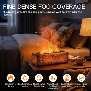 150ml Flame Ultrasonic Cool Mist Aroma Humidifier - Portable Automated Switch Essential Oil Diffuser with 7 Color LED Lights, 3 Timing Modes, Waterless Auto Off for Home, Bedroom, Cool Mist Humidifier
