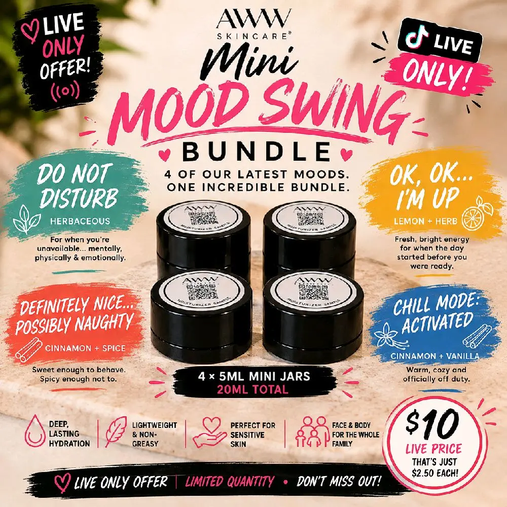 AWW Skincare Mini Mood Swing Bundle | 4 Mood-Inspired Moisturizer Minis | TikTok LIVE Exclusive