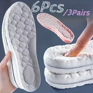 6 Pieces/3 Pairs Anti-Slip Shock-Absorption Insoles, Breathable Cloud Cushioning with Arch Support, Suitable for Sports Footwear and All Shoe Styles