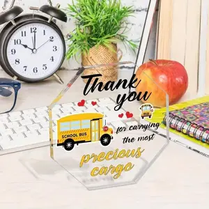 School Bus Driver Appreciation Gift, Nonagon Acrylic Graduation Award Desktop Sign, Thank You School Bus Driver Gift for Men and Women