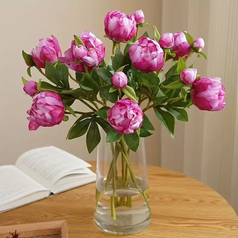8-Piece  Peony  Set, Decorative  , Ideal for Wedding Centerpieces, Table Decorations, Bridal Shower Gifts,   Arrangements
