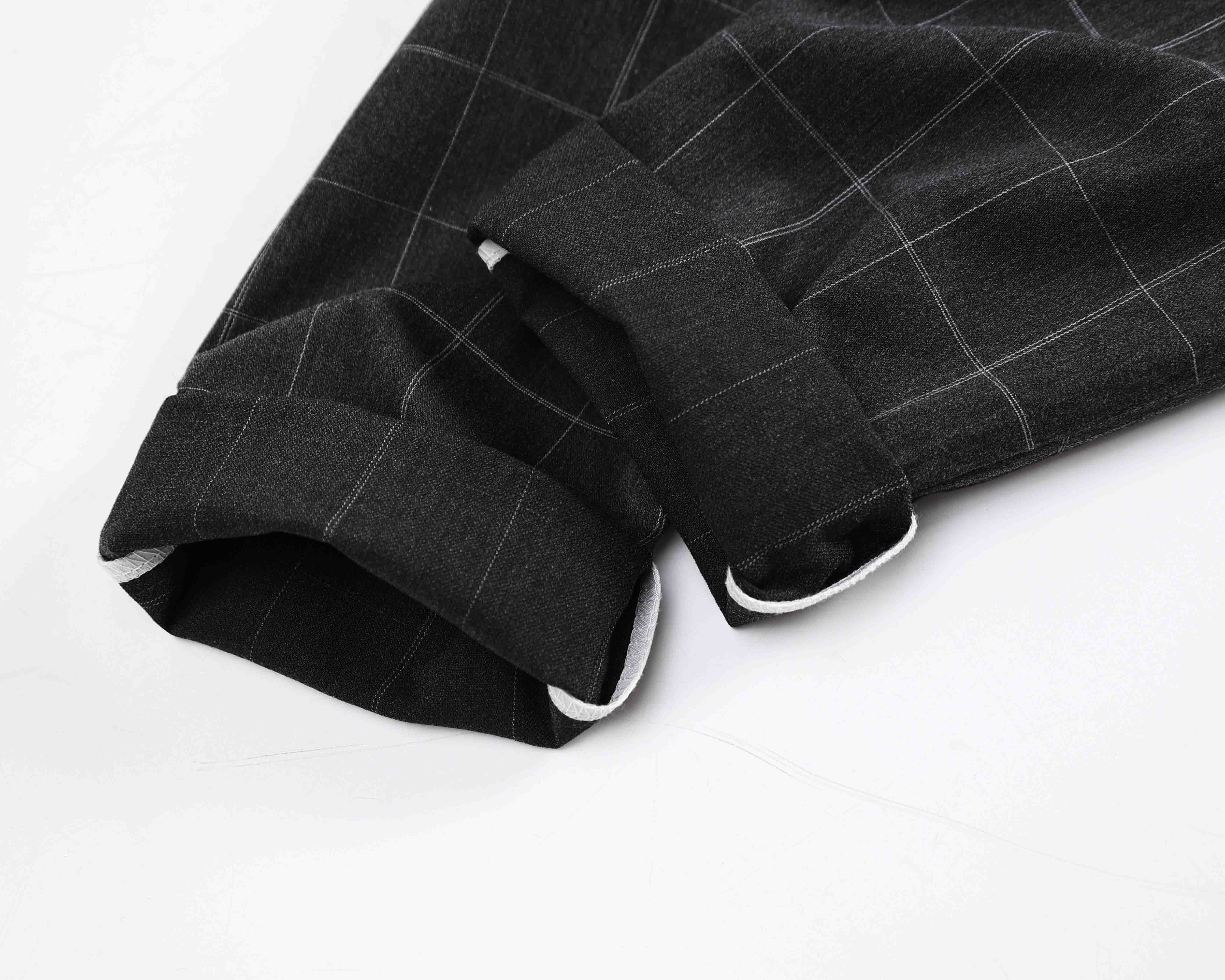 Clean Gent plaid button casual long pants, available in packs of 1/2/3 pieces; regular fit for comfortable everyday wear; men’s bottoms—casual fashion pants, casual athletic pants, casual street-style pants.