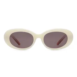 Asio - Designer Oval Sunglasses - Black & Snowy White