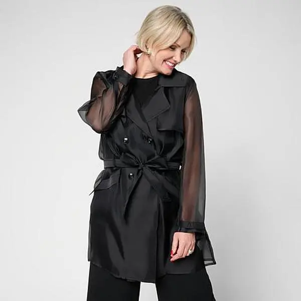 Colleen Lopez Double-Breasted Organza Trench Coat