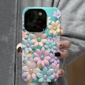 Floral Abstract Pattern Phone Case,Shockproof Rugged Cover Dual Layer Soft TPU Hard Bumper Hard Shell Design for iPhone 11 12 13 14 15 16 Pro Max Plus
