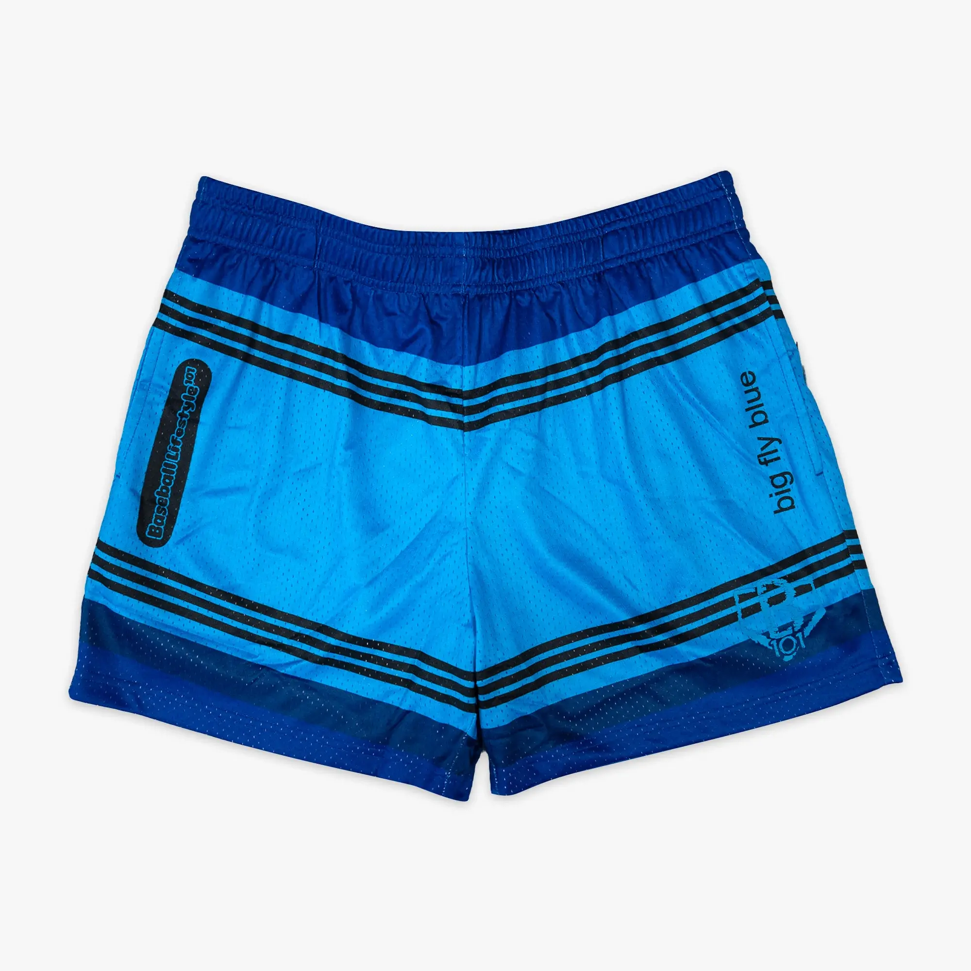 Baseball Lifestyle 101 -  Crayon Big Fly Blue Mesh Shorts | Lightweight & Breathable Summer Sports Shorts for Casual & Outdoor Style for Women & Men | Baseball Training, Gym & Everyday Activewear | Perfect Gift for Him