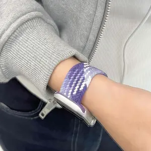 Fashion Mixed Color Handwoven Stretchy Rubber Watch Band, Adjustable Replacement Strap for Apple Watch S10/9/8/7/6/5/4/3