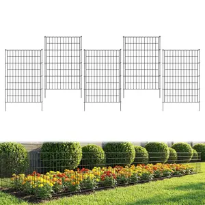 ARIFARO Garden Accessories  Garden Fence 40 inch H x 28 inch W (5 Panels, Total Length 11.6 ft) Garden Decor Metal Decorative Garden Raised Bed Fence Rustproof Animal Barrier Fencing for Dog, Rabbits, and Patio,Yard