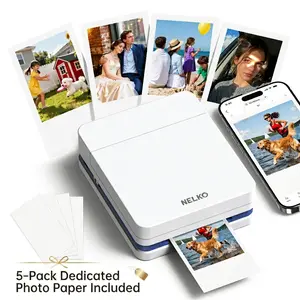 Nelko Pocket PP01 Instant Smartphone Inkjet Photo Printer With 5 Photo Papers, Portable Mini Color Wireless Mobile Printer, Bluetooth Compatible with iOS & Android Devices, Fun Editing App, Ideal Valentine's Day Gift, Mothersdaygift