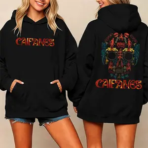 Caifanes Artistic Skull Graphic Hoodie Fleece Fabric Casual Hooded Sweatshirt Trendy Tops Perfect Gift