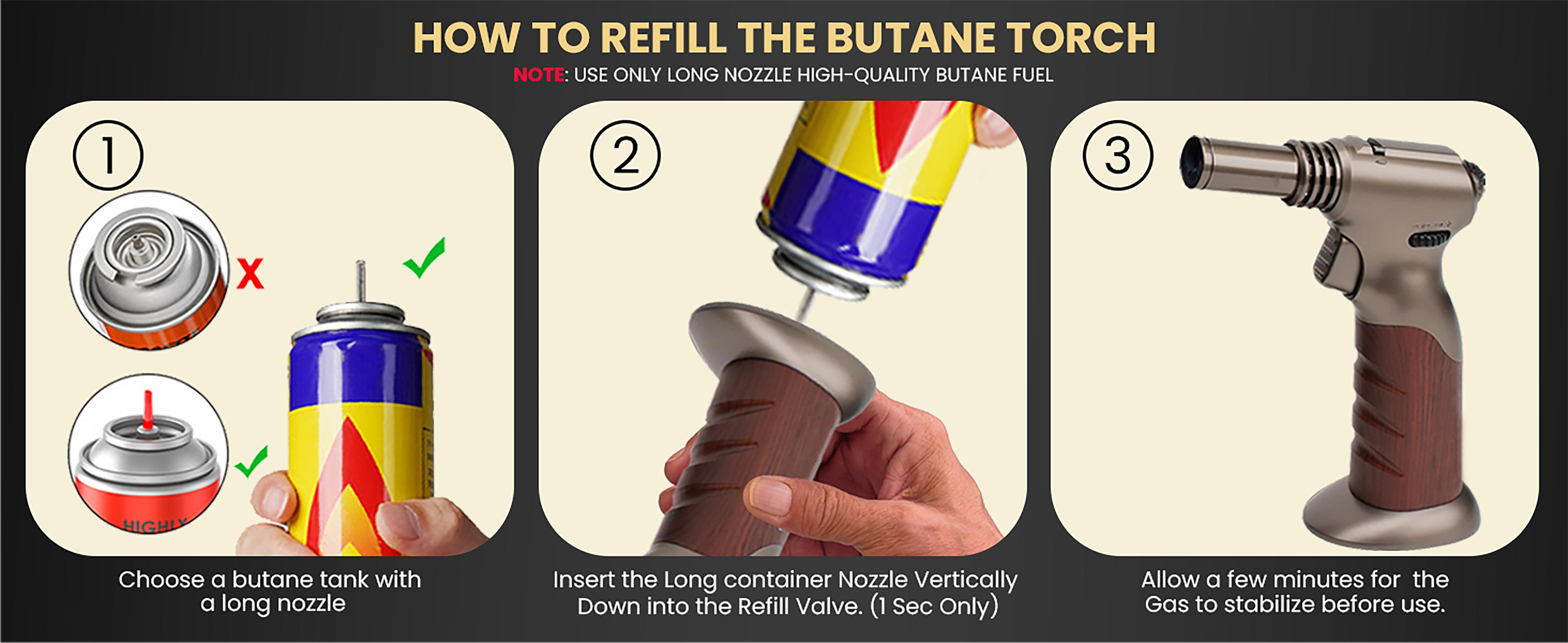 Dual Flame Butane Torch Lighter, Windproof Refillable Kitchen Torch, Adjustable Flame with Ignition Lock Blow Torch for Cooking, Creme Brulee, Soldering, Welding, Comes with an Exquisite Gift Box(Butane Gas Not Included)