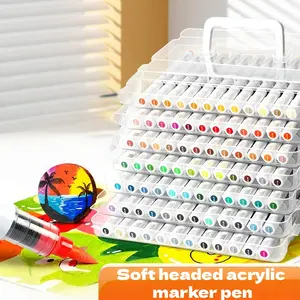 Set of 12/24 Acrylic Paint Markers, Perfect for Scrapbooking, Paper Projects, Rock Painting, Ceramic, Glass, Wood, Fabric, Canvas, Mugs, Christmas Crafts, Acrylic Marker Pen